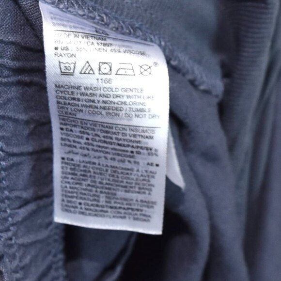 Old Navy Blue Grey Wide Leg Cropped Pants Size XL Linen Blend Elastic Waist - Picture 9 of 9